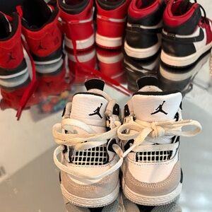Kids Black and White Cement Jordan Sneakers